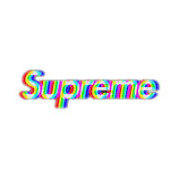 a rainbow supreme logo on a black background